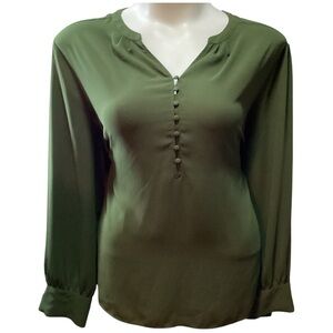 Cato Olive Green Button-Front Blouse Plus Size 4X